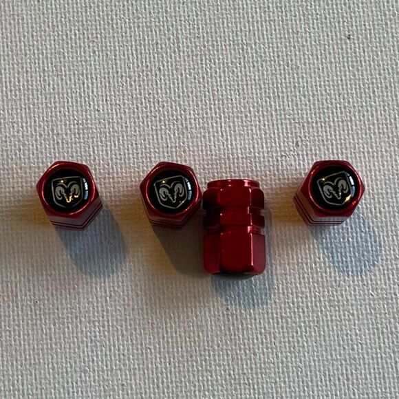 Dodge Logo Valve Stem Caps in Red set of 4 NWT - Picture 2 of 5